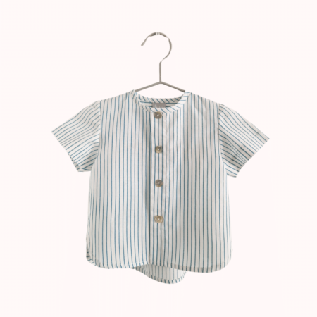 Camisa bebé algodão risquinha turqueza