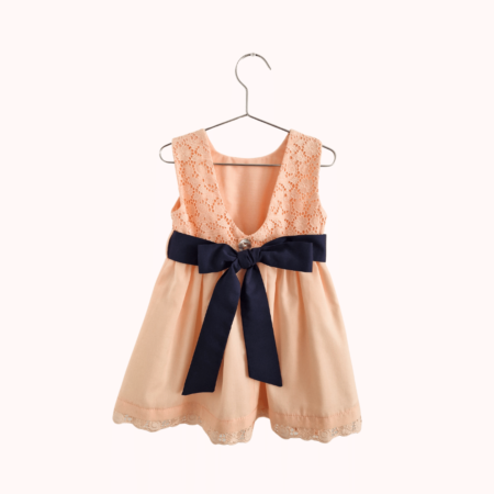 Vestido menina algodão bordado inglês, coral