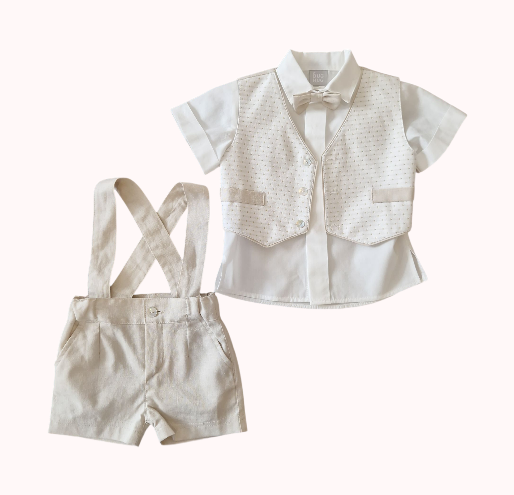 Conjunto de Cerimónia Menino com Colete, em Algodão e Linho